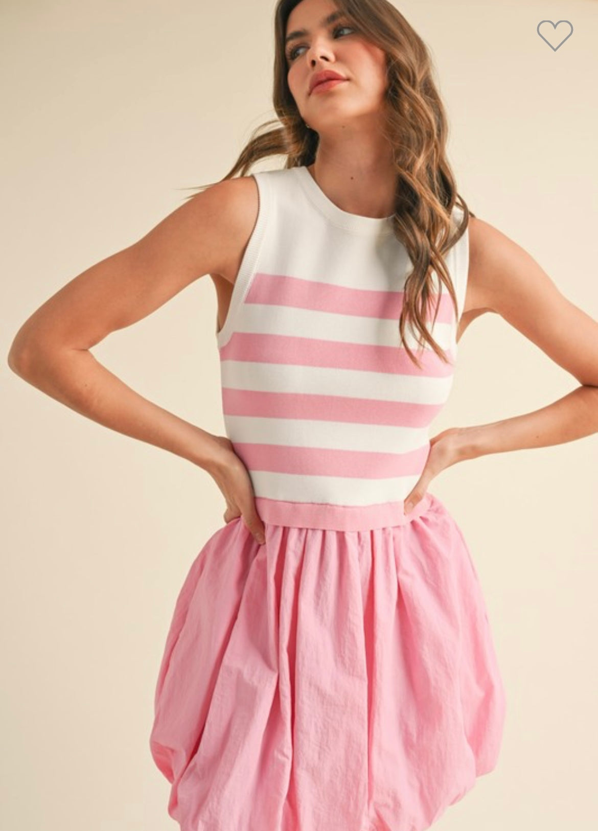 Baby pink stripe bubble dress