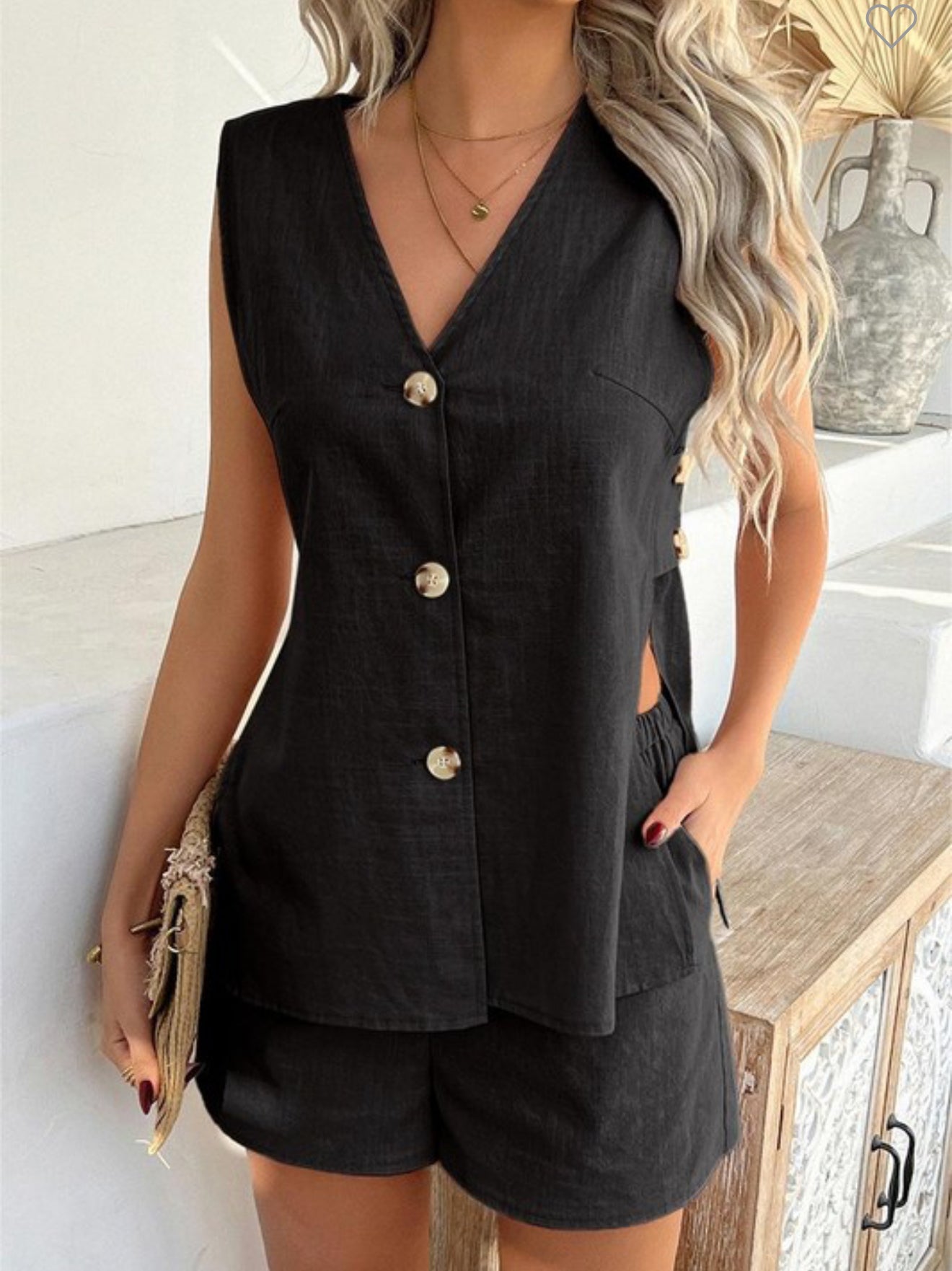Onyx Breeze Button-Down Set
