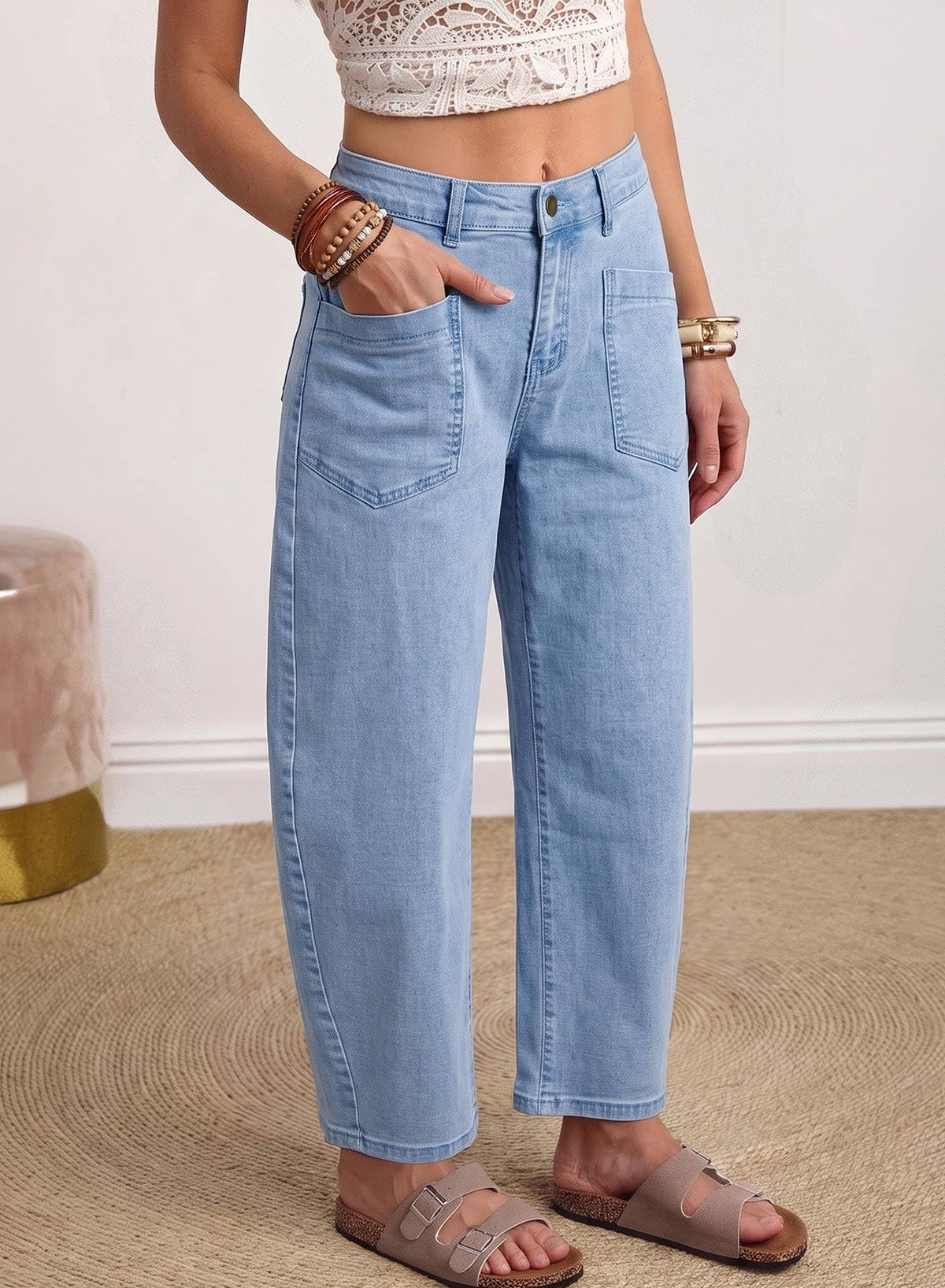 Easygoing Barrel-Leg Jeans