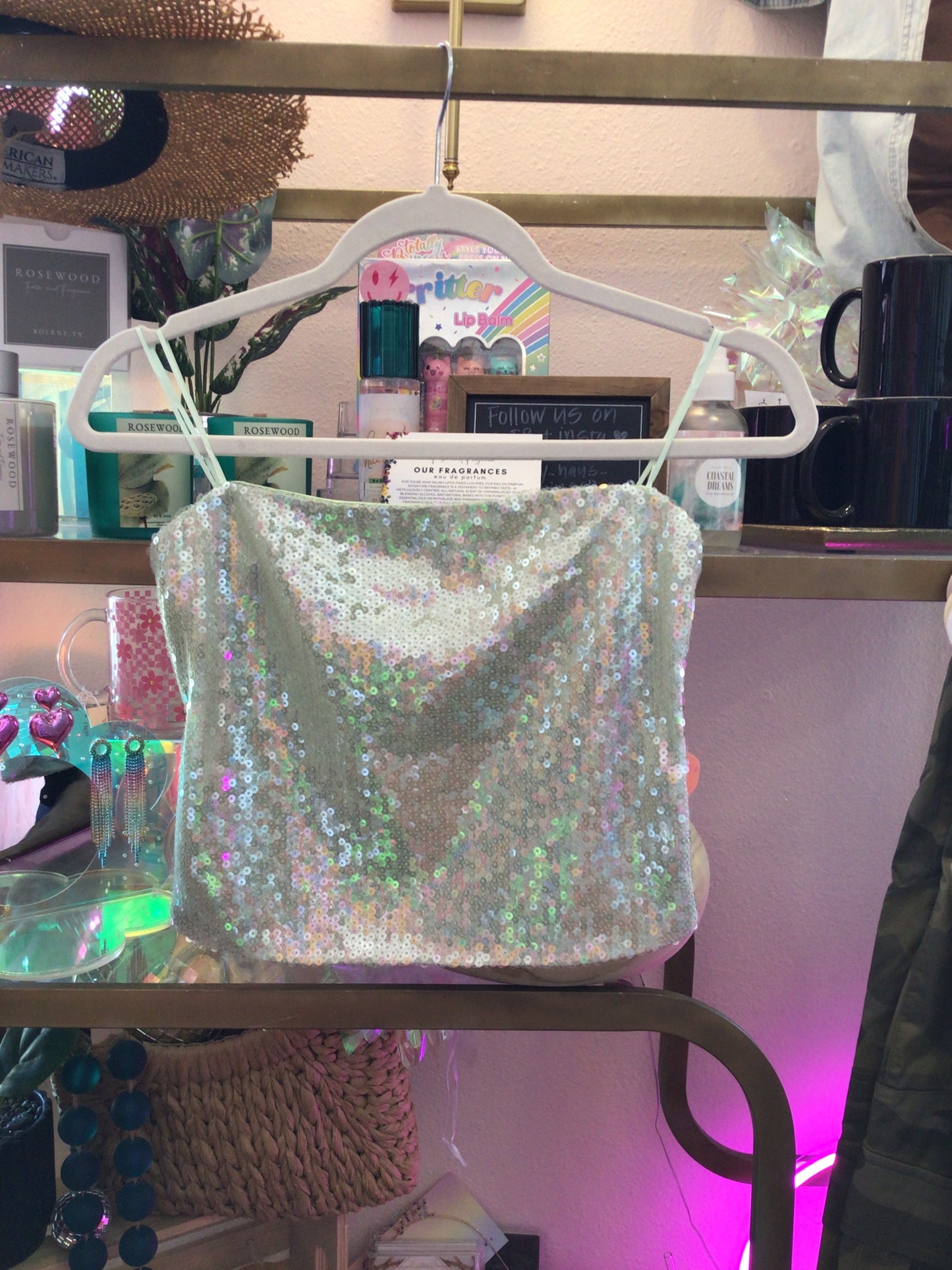 Mermaid sequin sage top