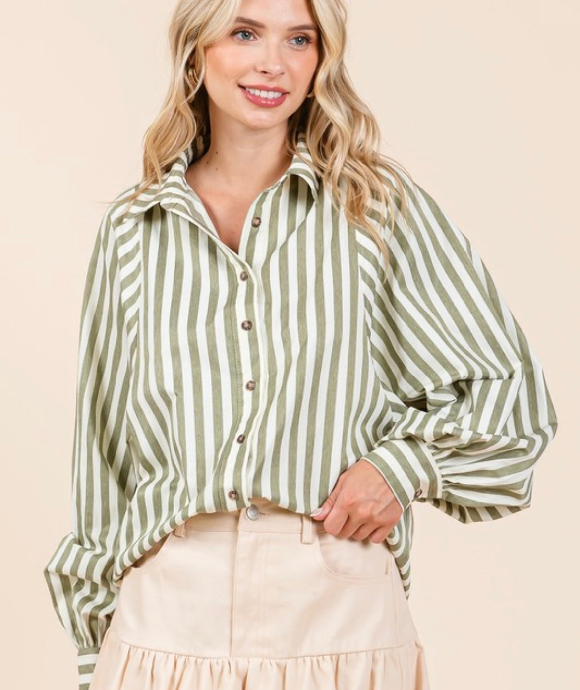 Simply serene striped button up shirt