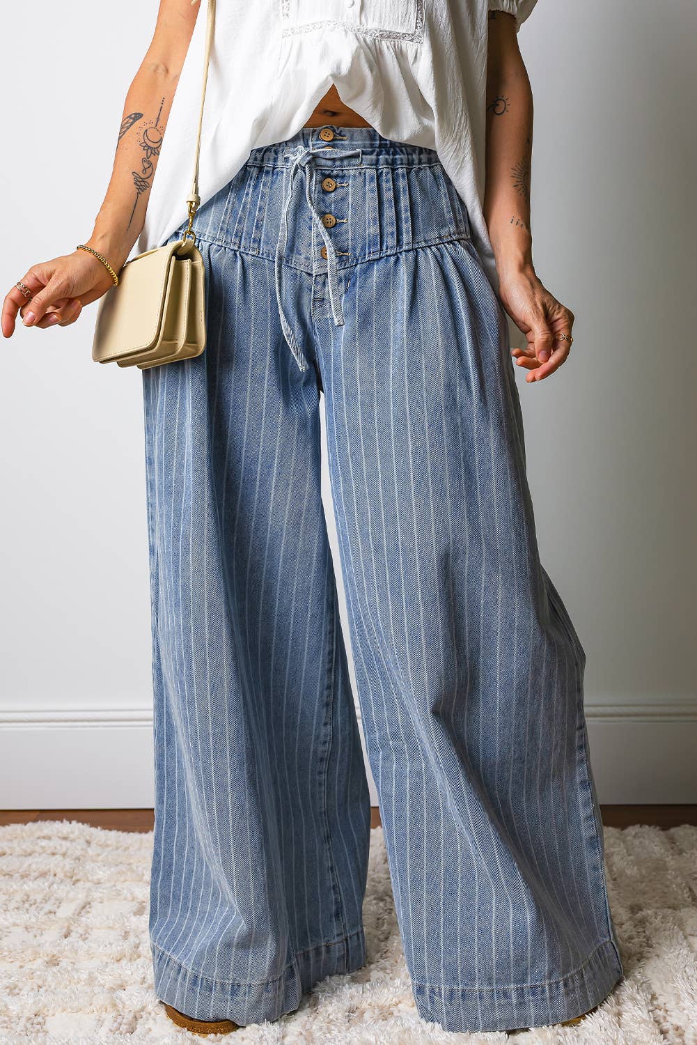 Bluebell Striped Wide-Leg Denim