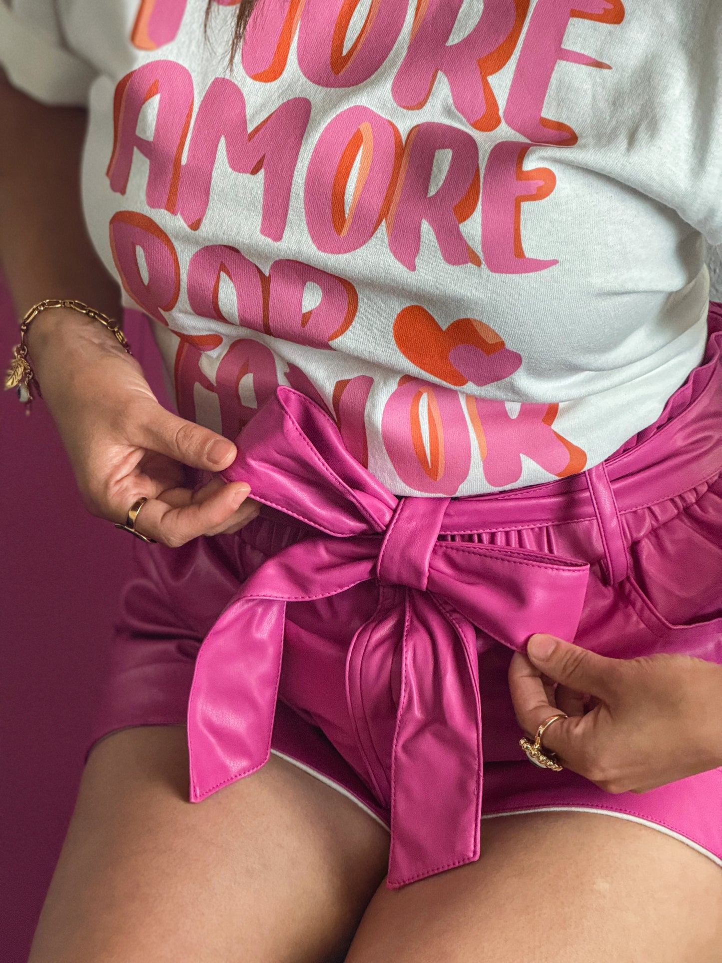 Bubblegum Faux Leather Shorts