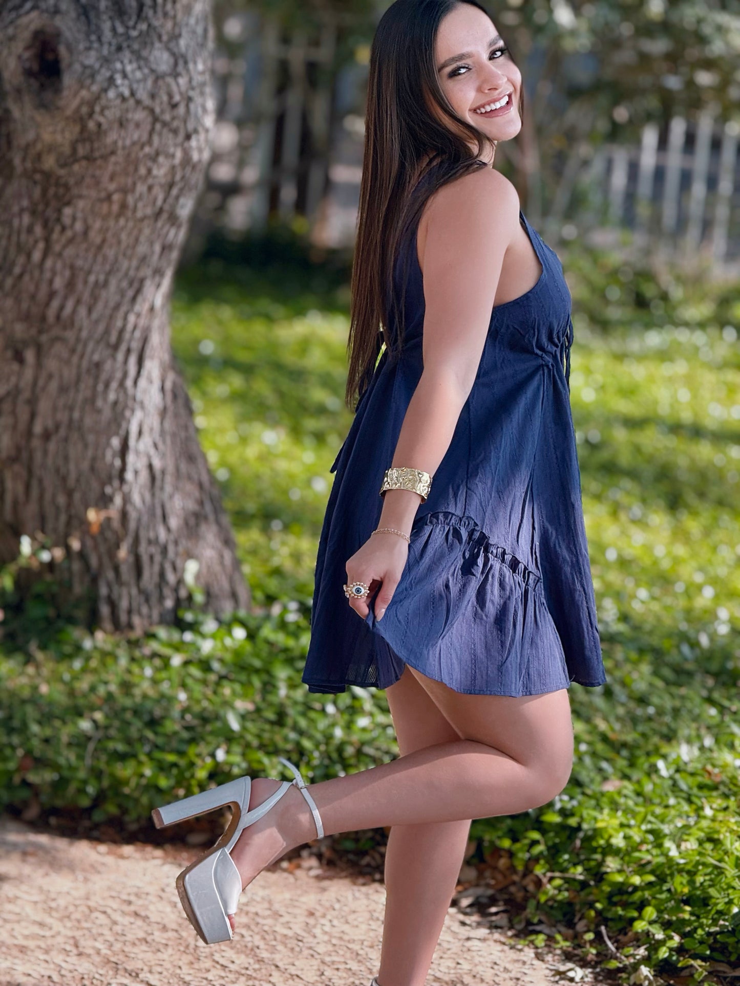 Navy Flirt Babydoll Dress