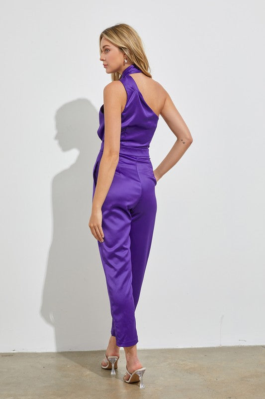 Sassy Satin Halter Jumpsuit