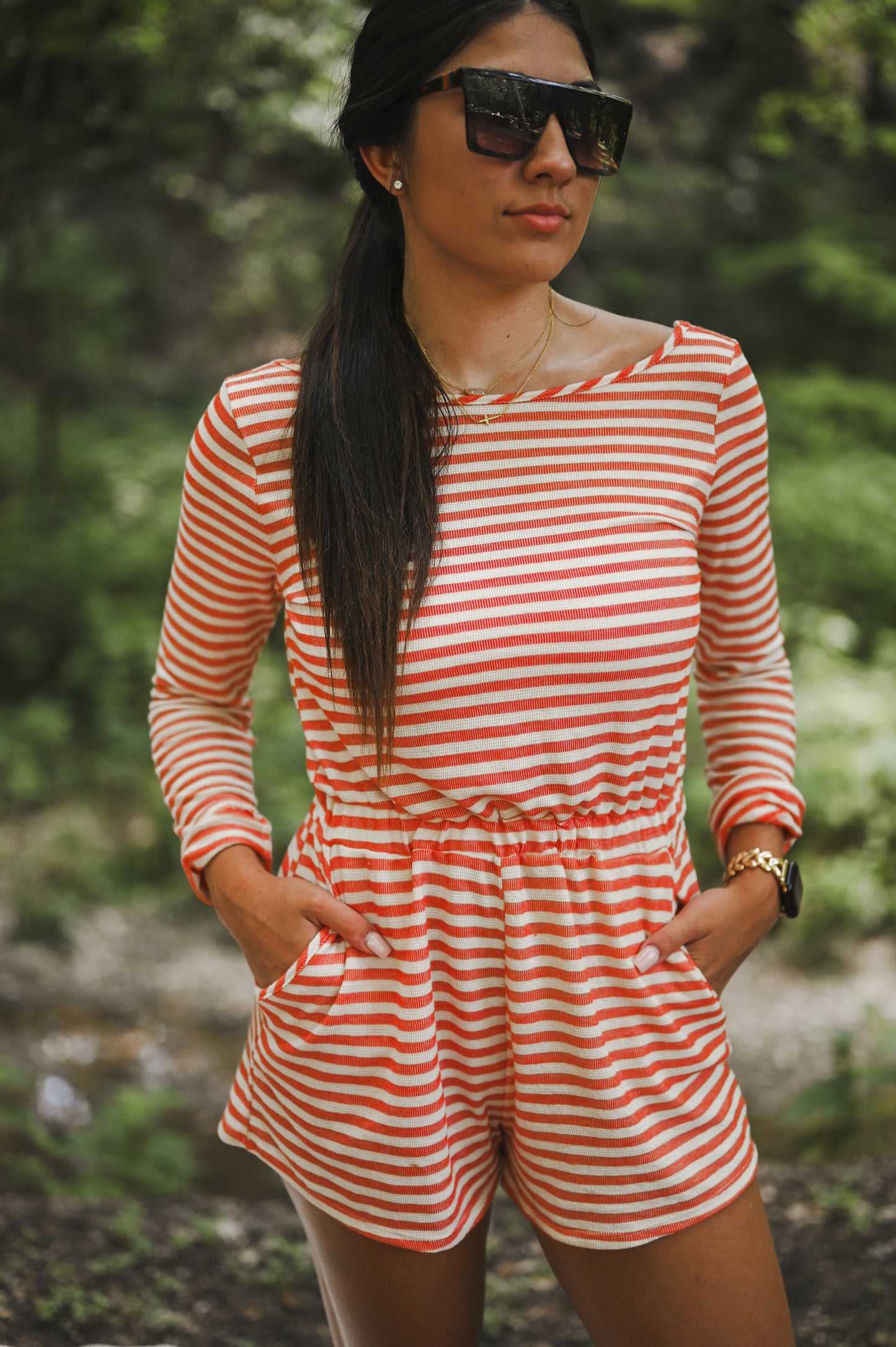 je t'aime striped romper