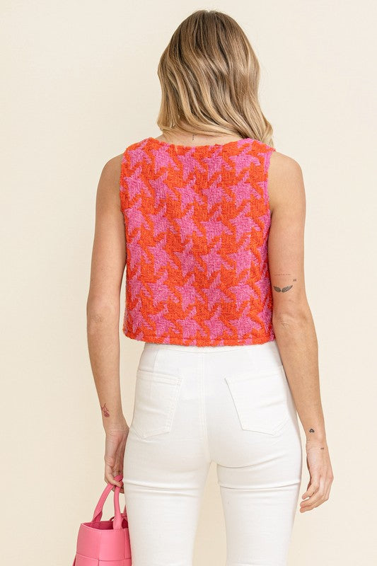 Kassie Hounds Tooth Sleeveless Crop