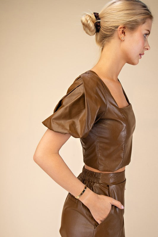 Foxy Faux Balloon Sleeve Crop