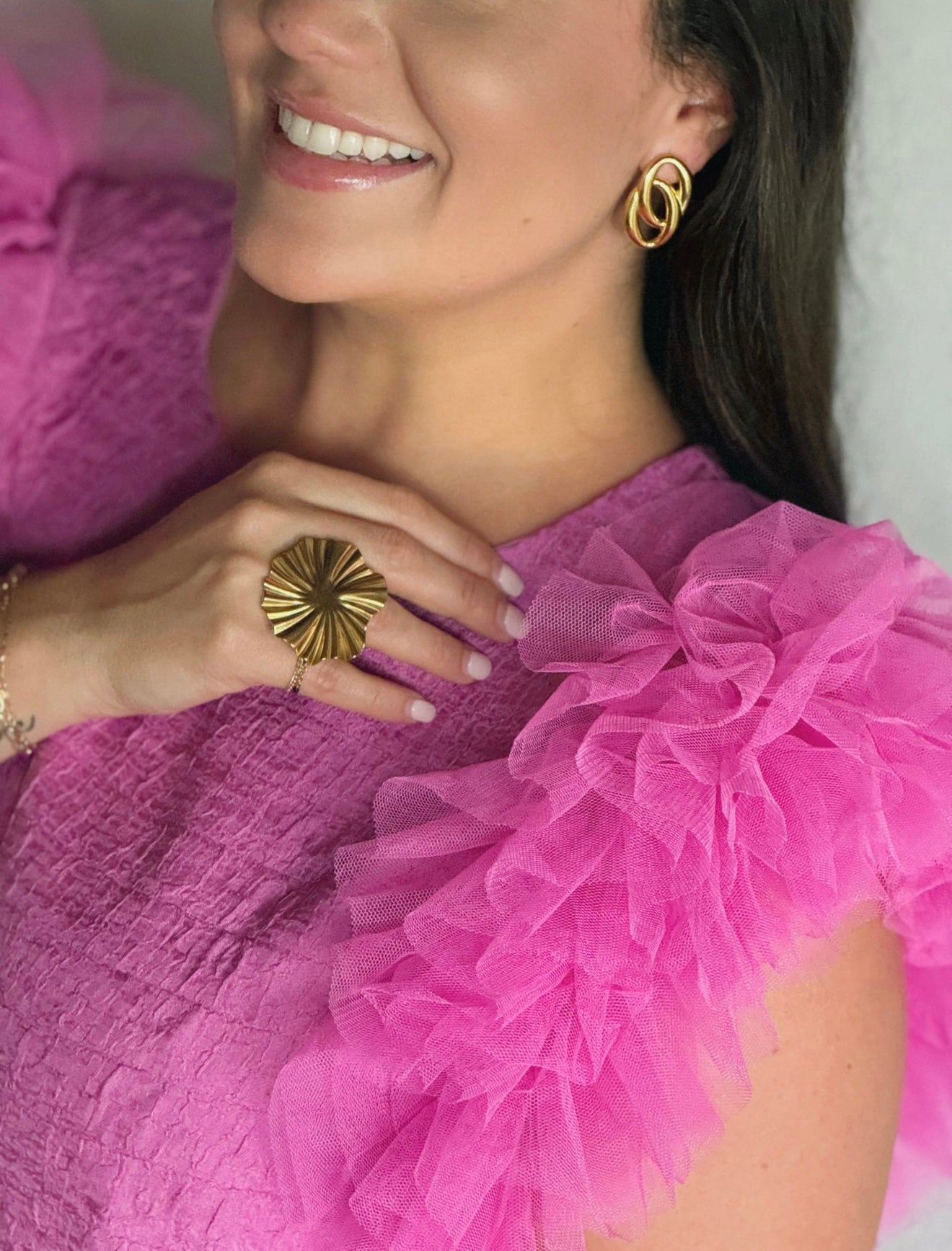 Pink Mimosa Ruffle Dress