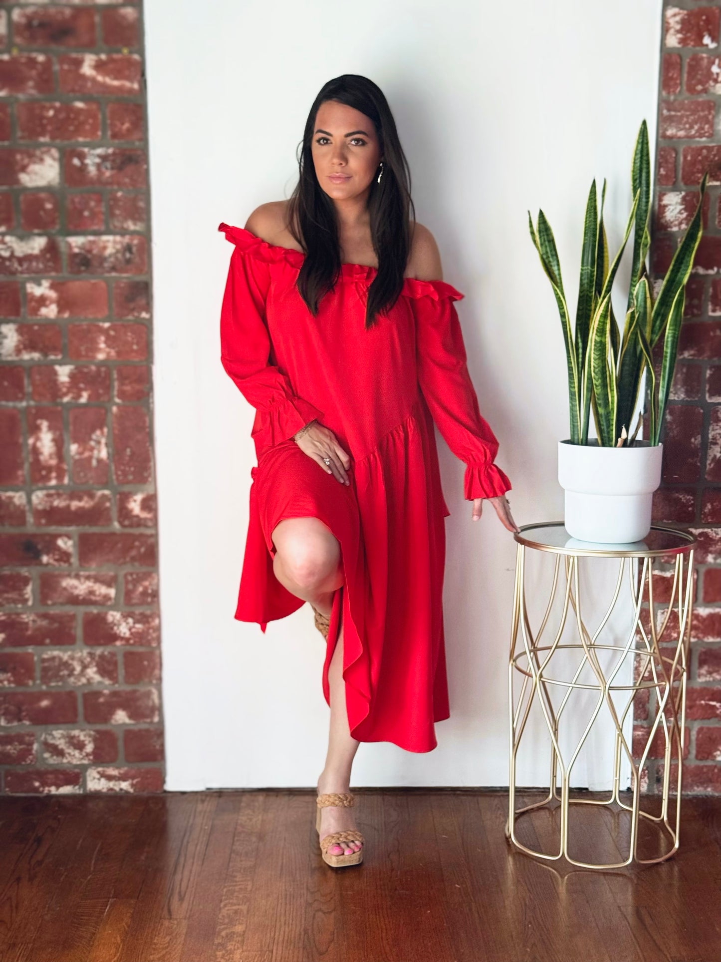 Statement Red Midi Dress