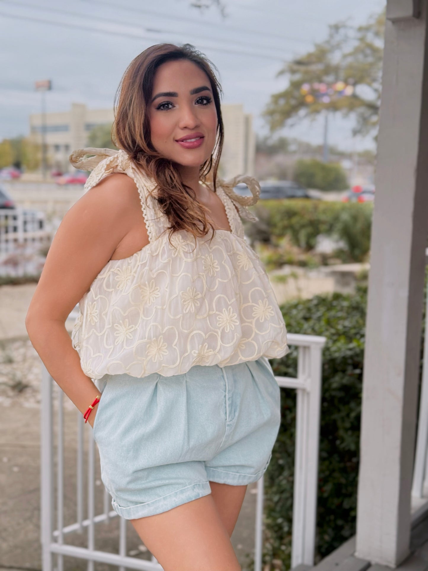 Cream Puff Embroidered Tank