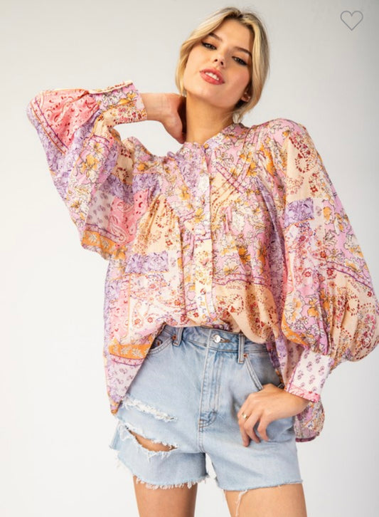 Ellie Boho balloon sleeve top