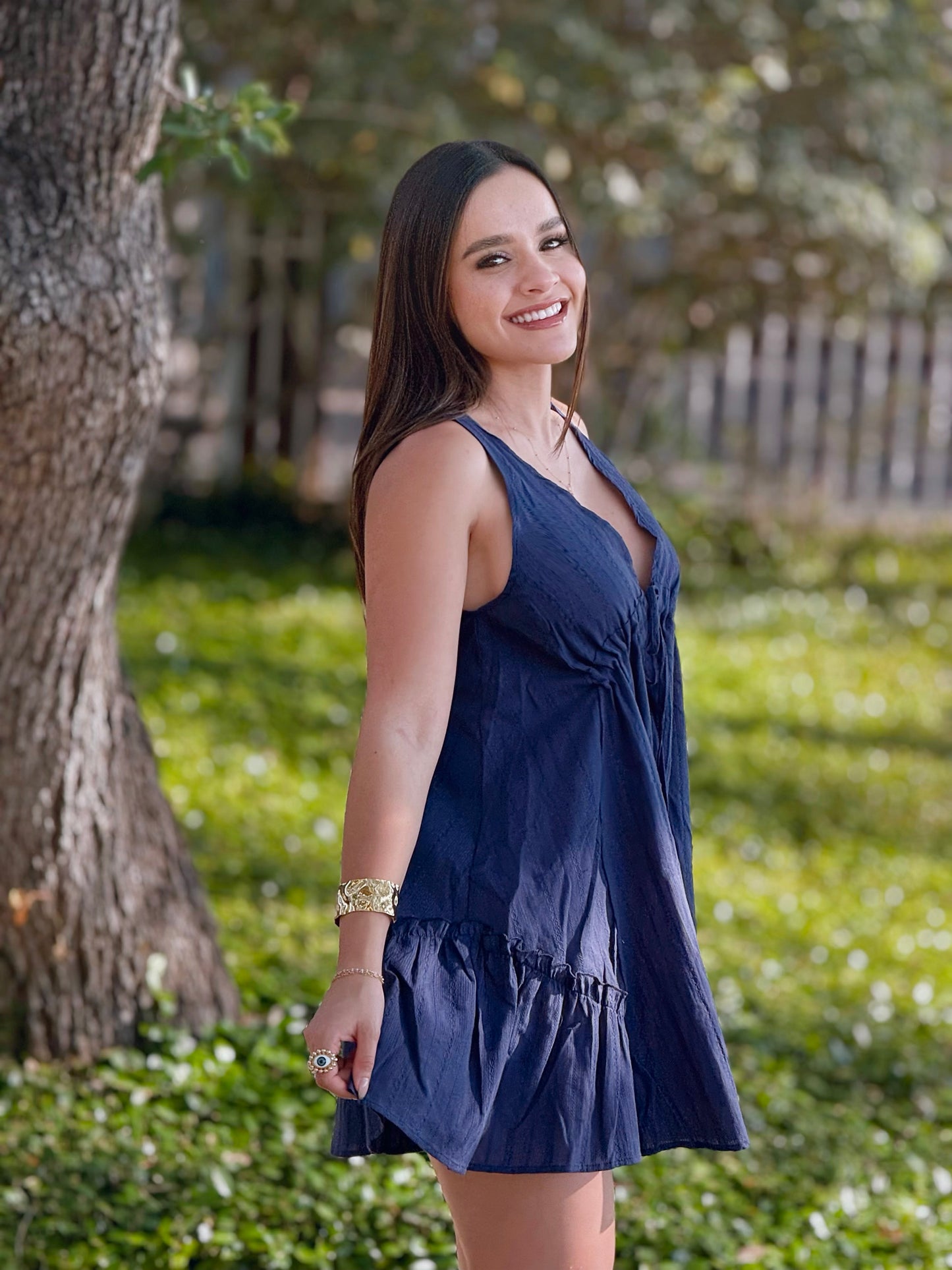 Navy Flirt Babydoll Dress