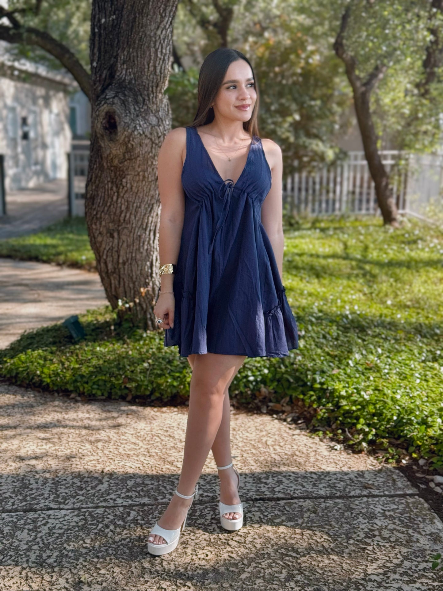 Navy Flirt Babydoll Dress