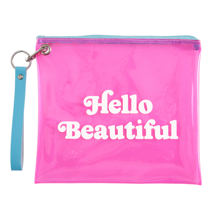 Hello Beautiful Clear Wristlet Bag