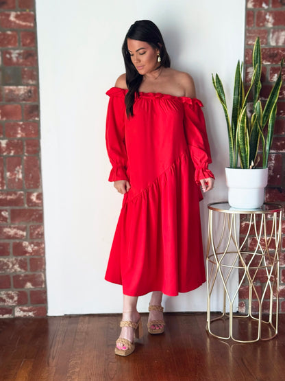 Statement Red Midi Dress