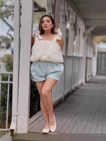 Cream Puff Embroidered Tank