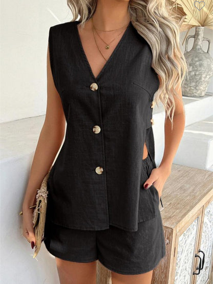 Onyx Breeze Button-Down Set