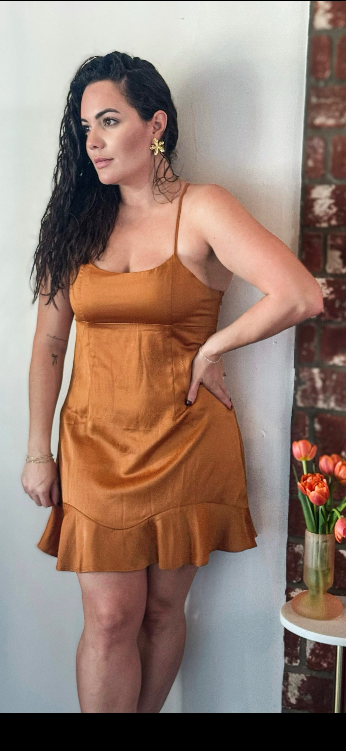 Caramel Queen Satin Dress