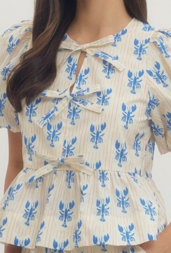 Blue Lobster Bow Shirt
