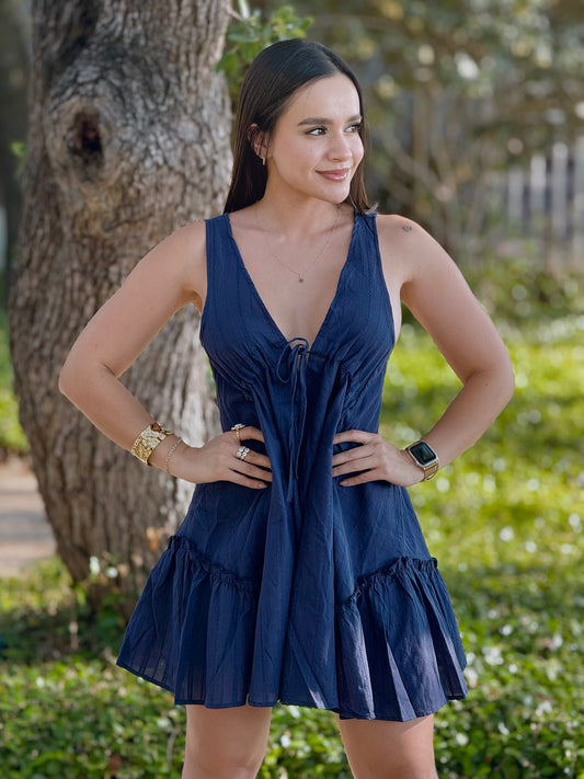 Navy Flirt Babydoll Dress