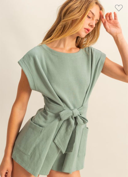 Sage wrap romper