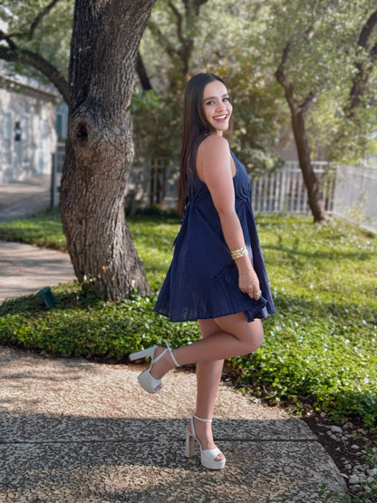 Navy Flirt Babydoll Dress