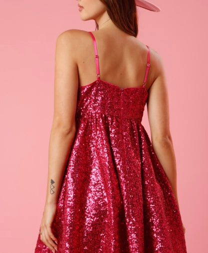 Fuchsia Bow Sparkle Dress