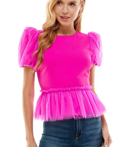 Melissa tulle peplum top