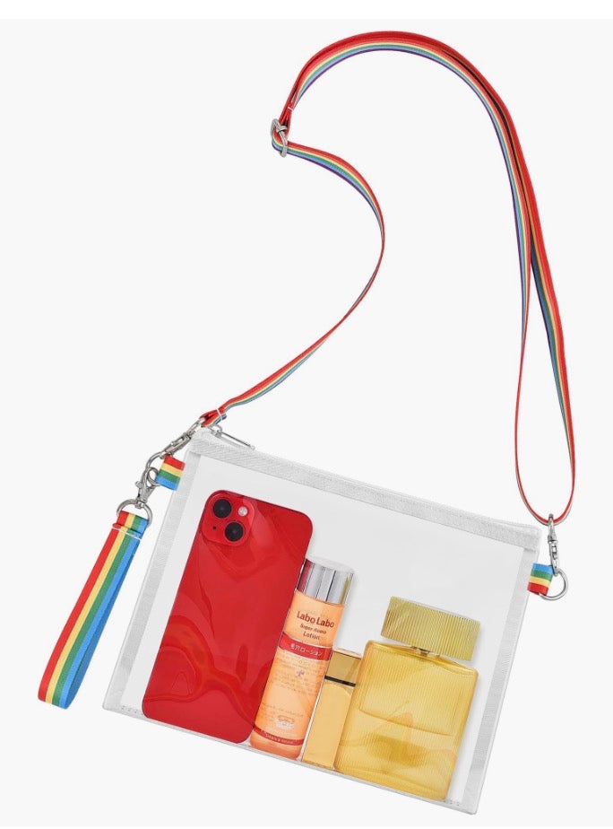 Clear Rainbow Strap Crossbody Bag