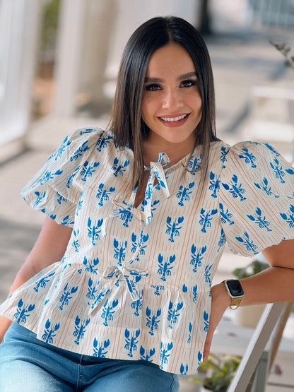 Blue Lobster Bow Shirt