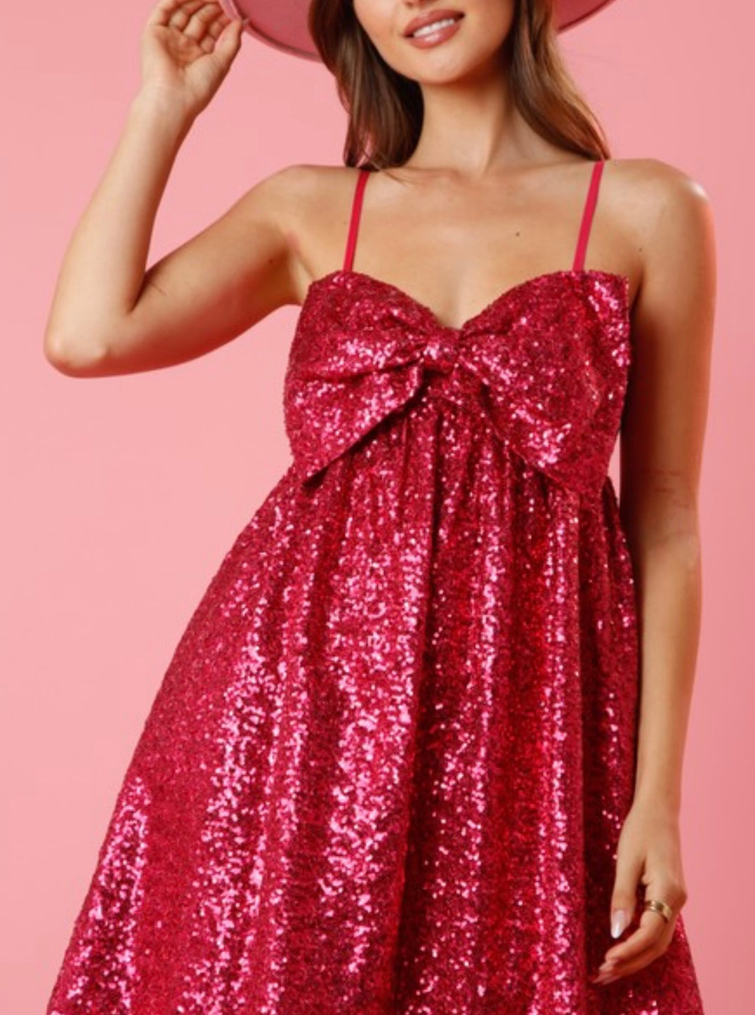 Fuchsia Bow Sparkle Dress