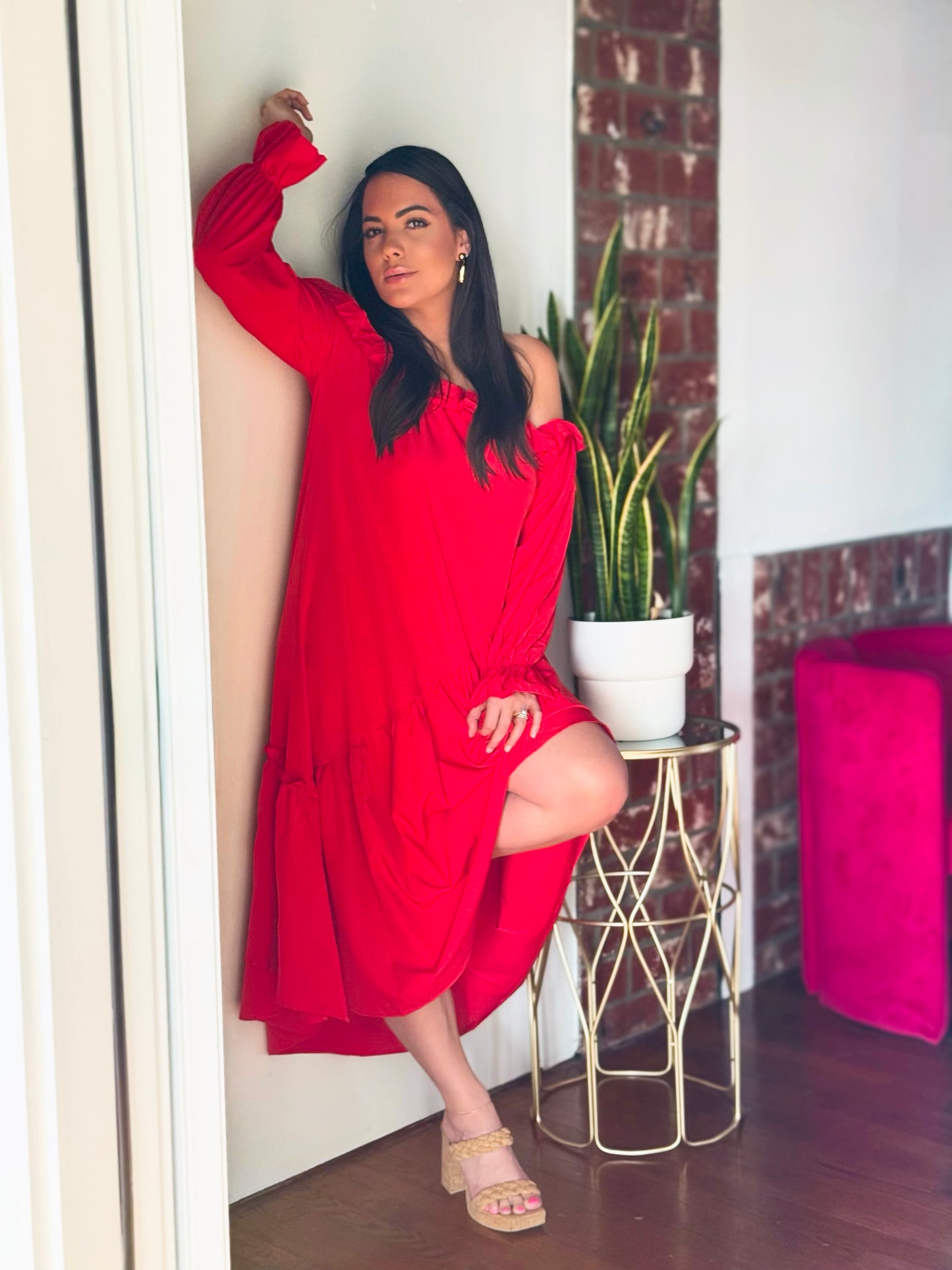 Statement Red Midi Dress