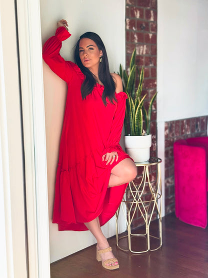Statement Red Midi Dress