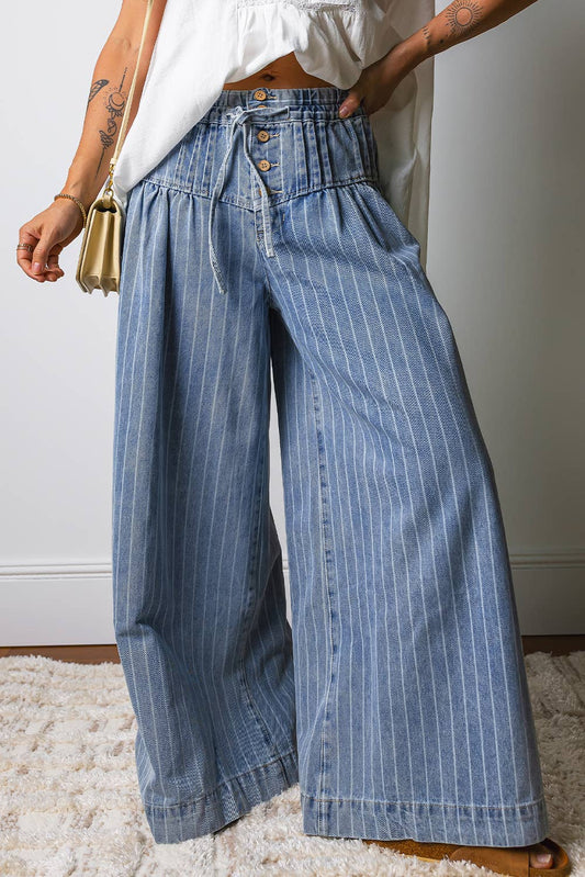 Bluebell Striped Wide-Leg Denim
