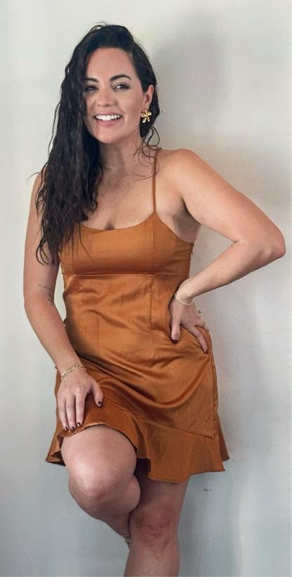 Caramel Queen Satin Dress