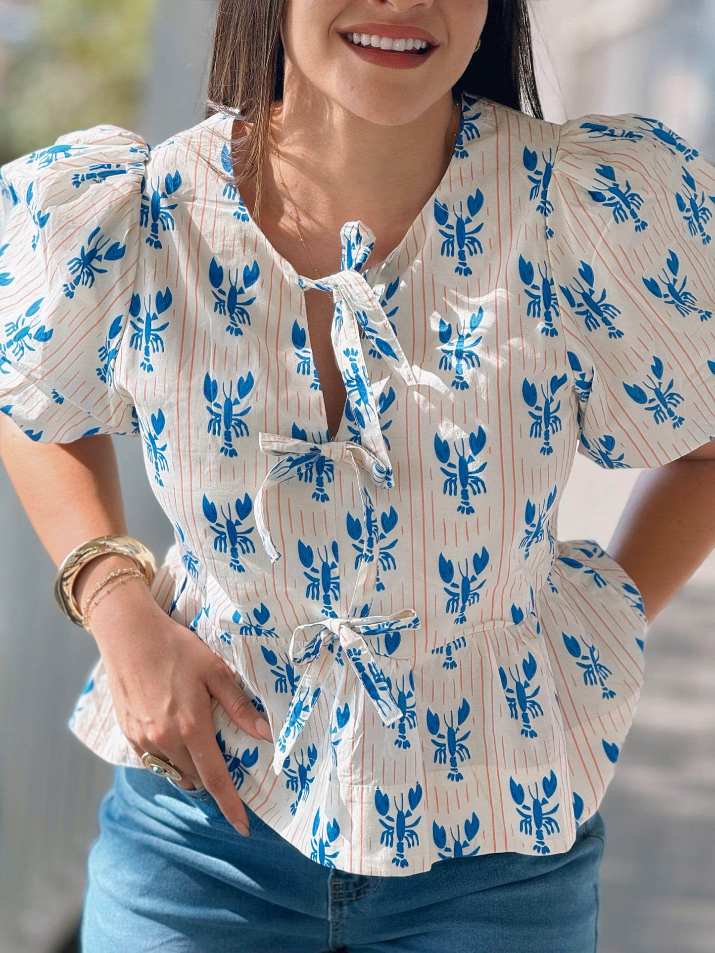Blue Lobster Bow Shirt