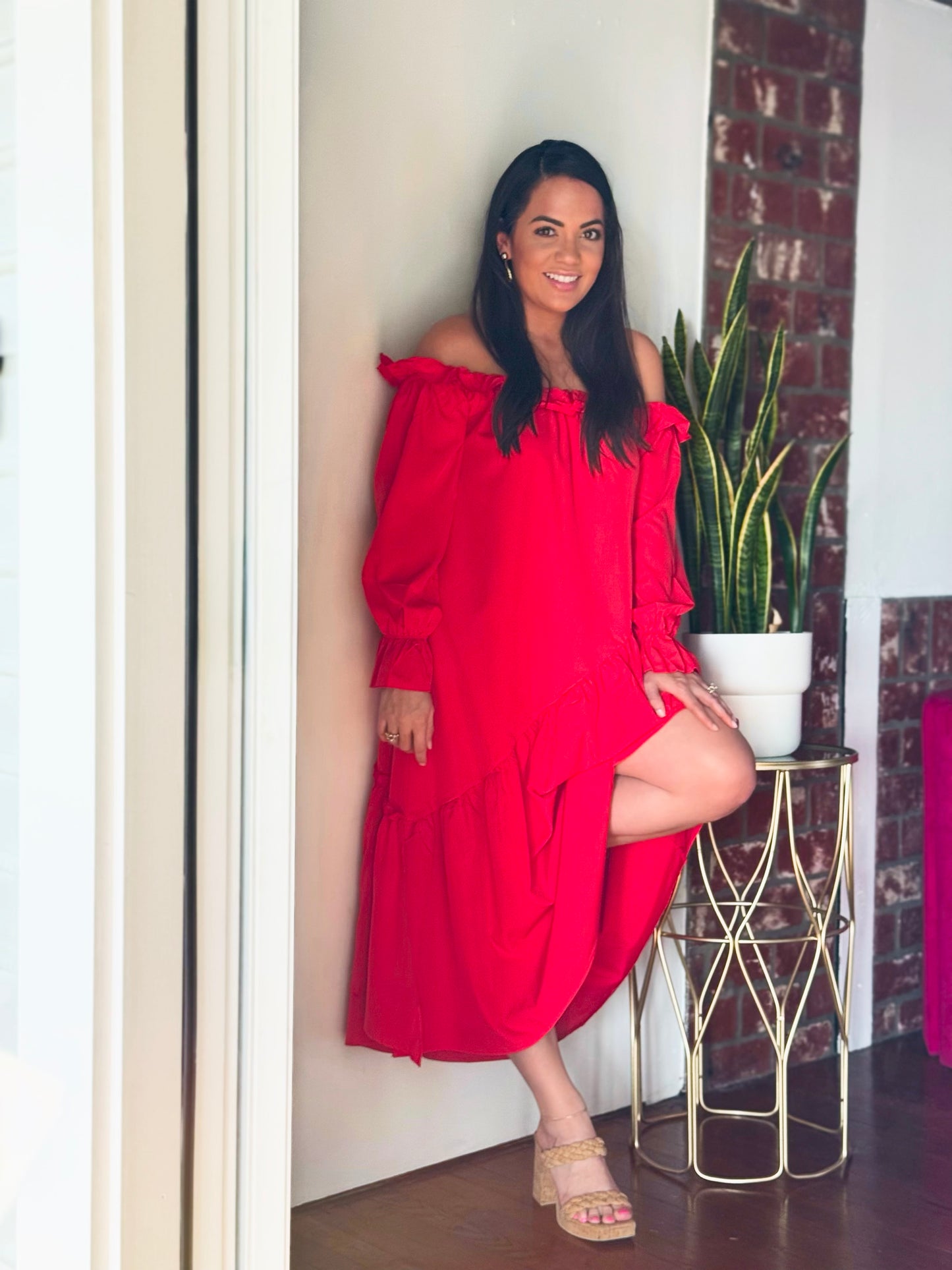 Statement Red Midi Dress