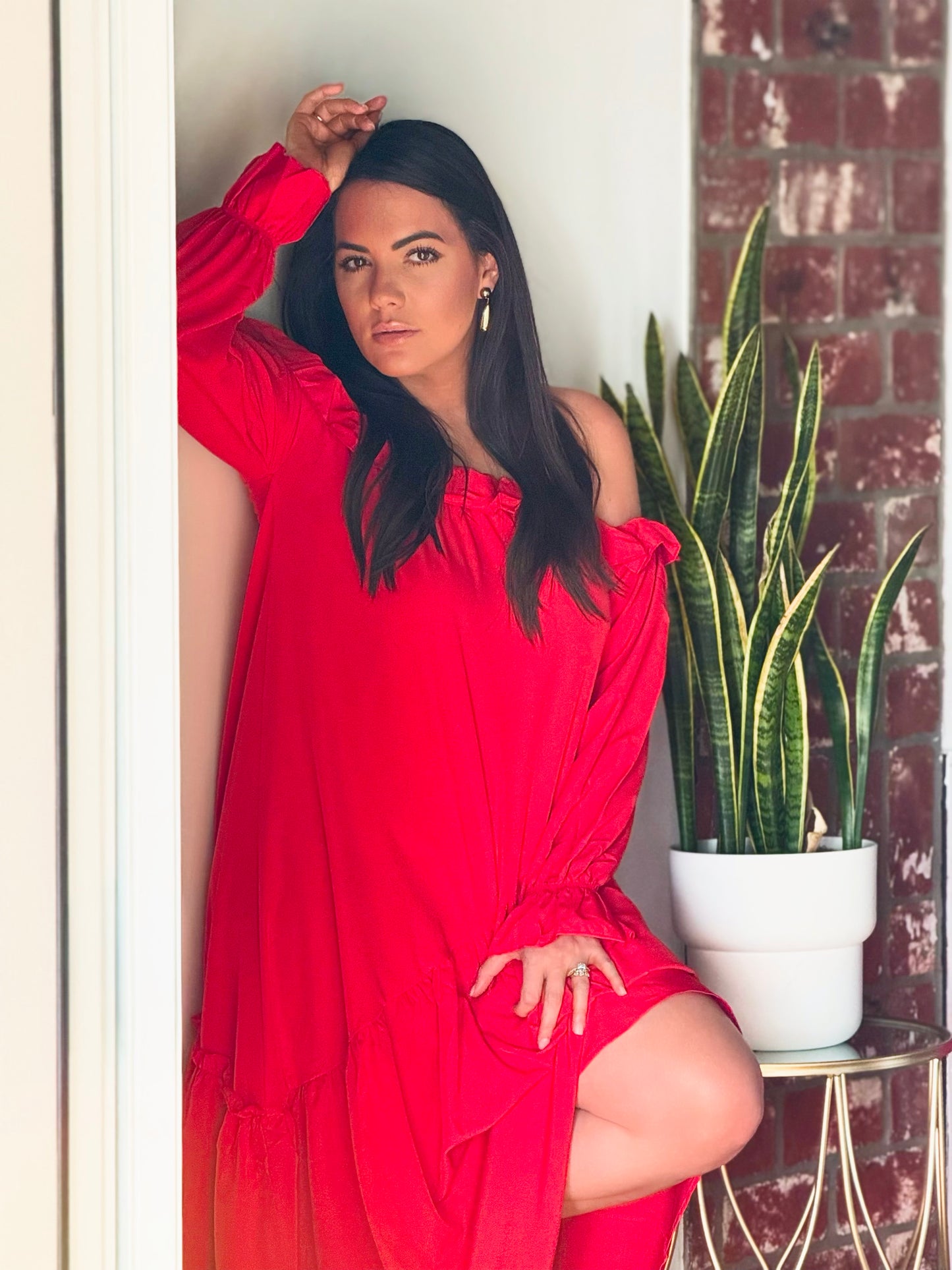 Statement Red Midi Dress