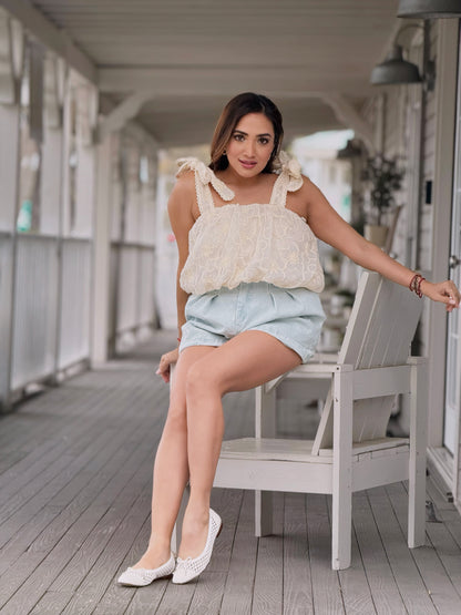 Cream Puff Embroidered Tank