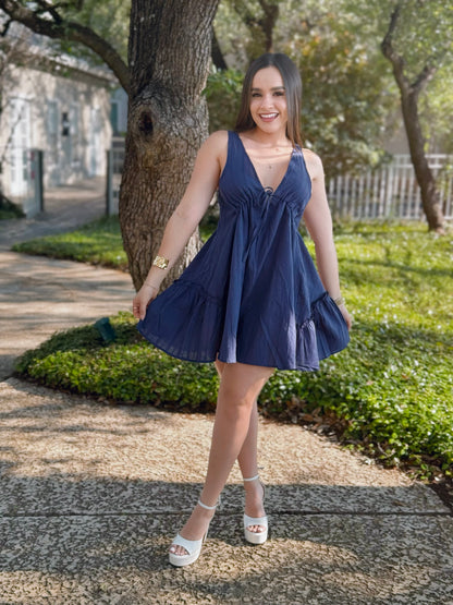 Navy Flirt Babydoll Dress