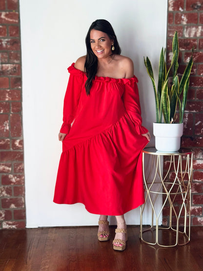 Statement Red Midi Dress