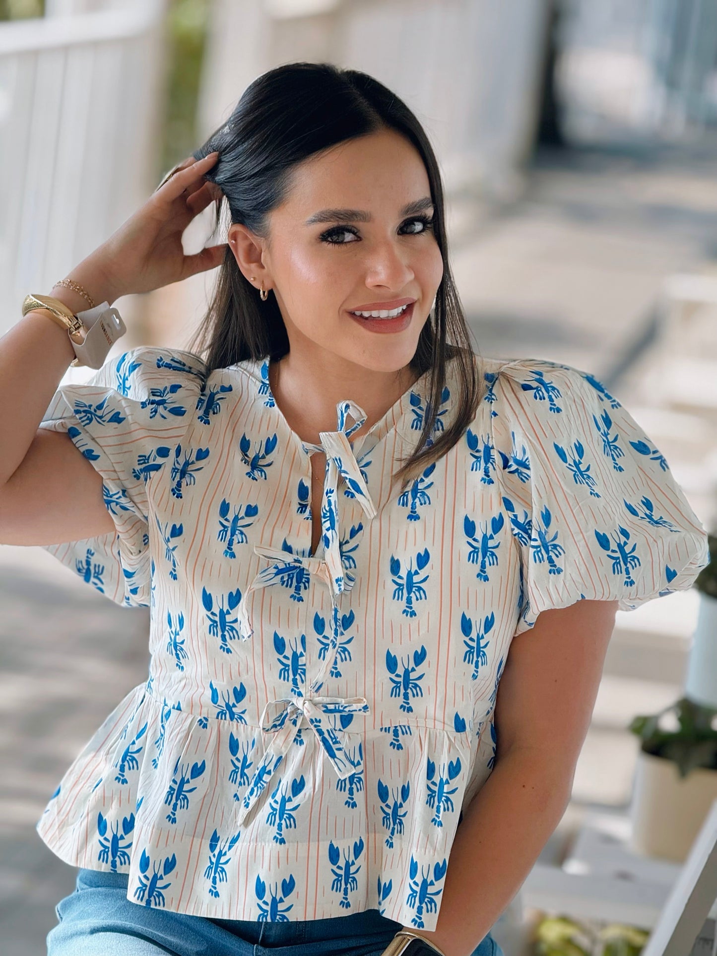 Blue Lobster Bow Shirt