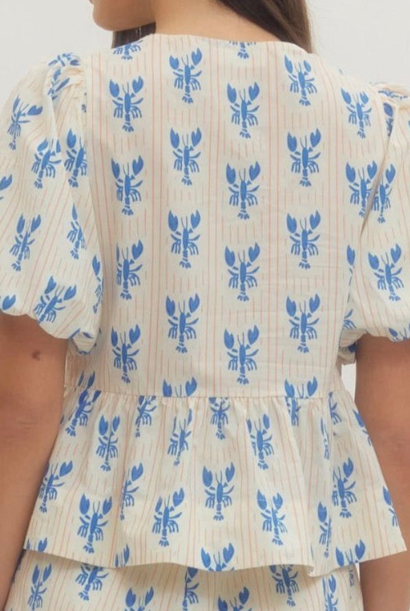 Blue Lobster Bow Shirt