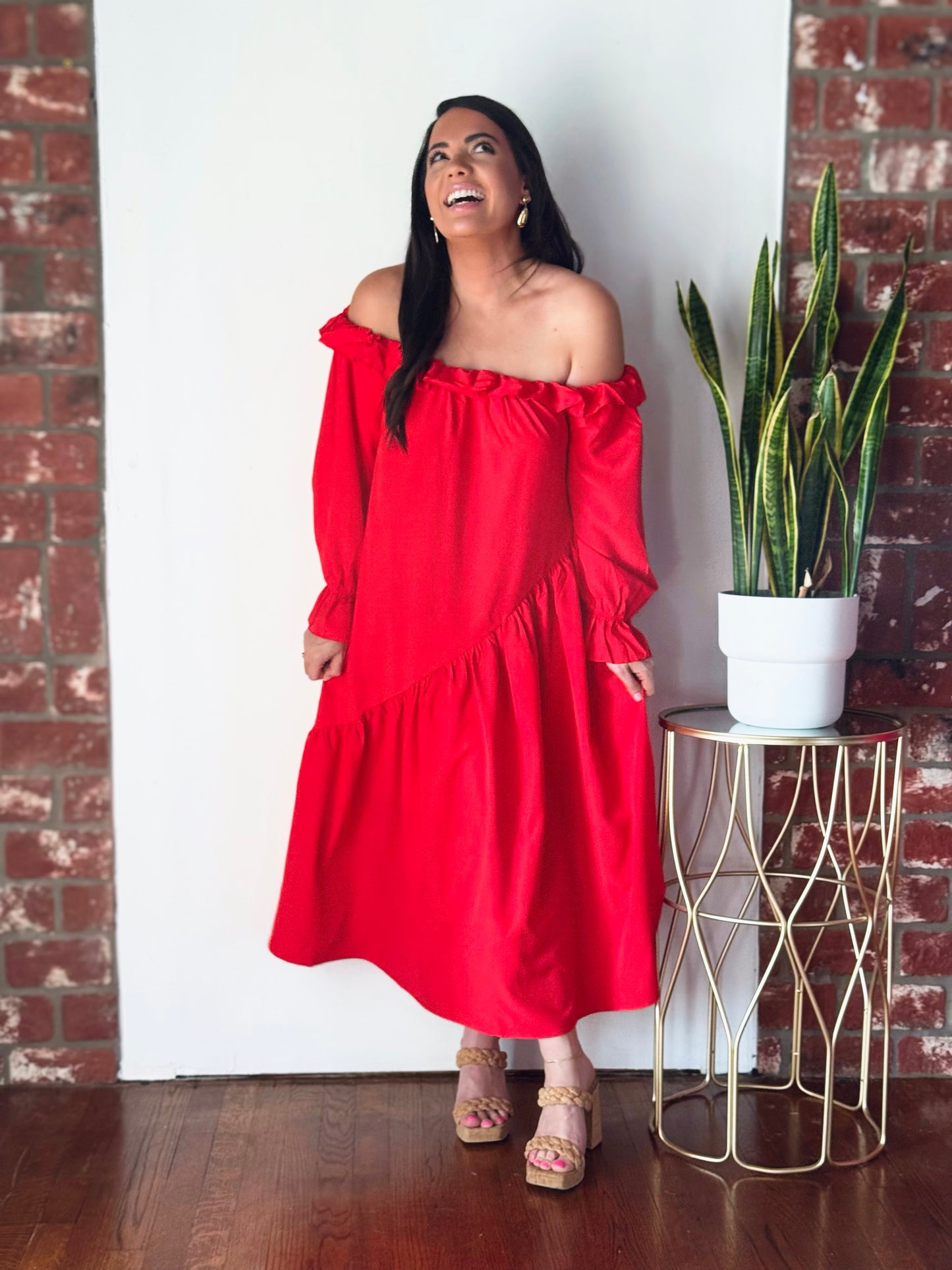 Statement Red Midi Dress