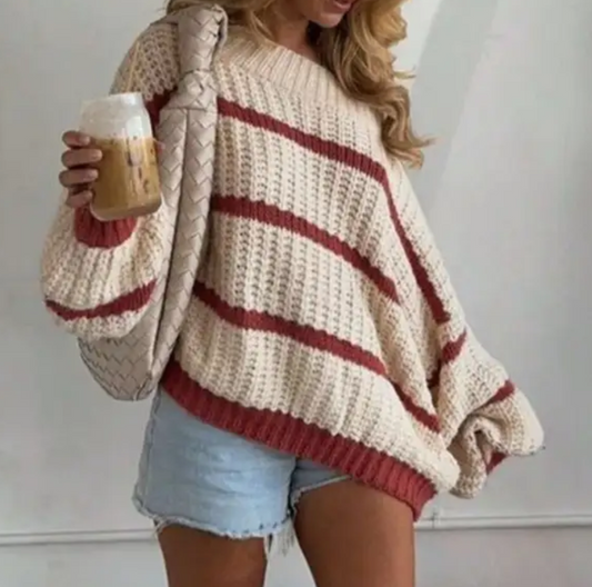 Pumpkin Spice Striped Sweater