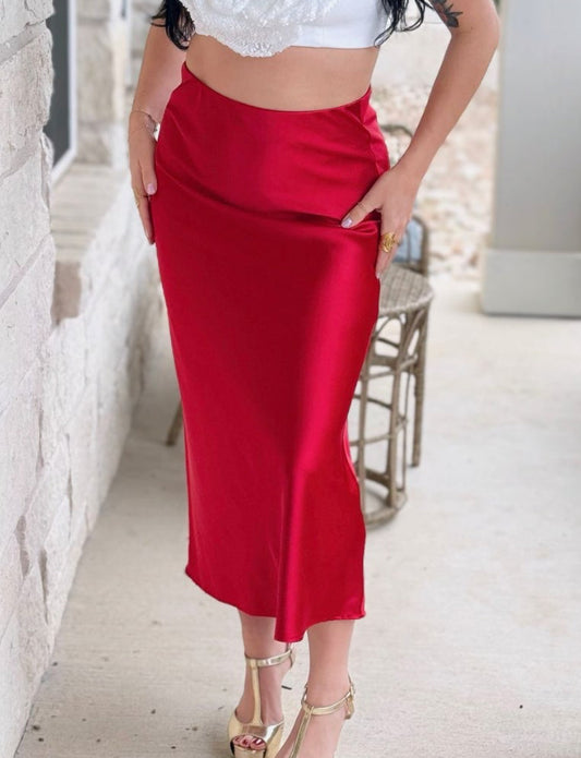 Cranberry Street Satin Skirt