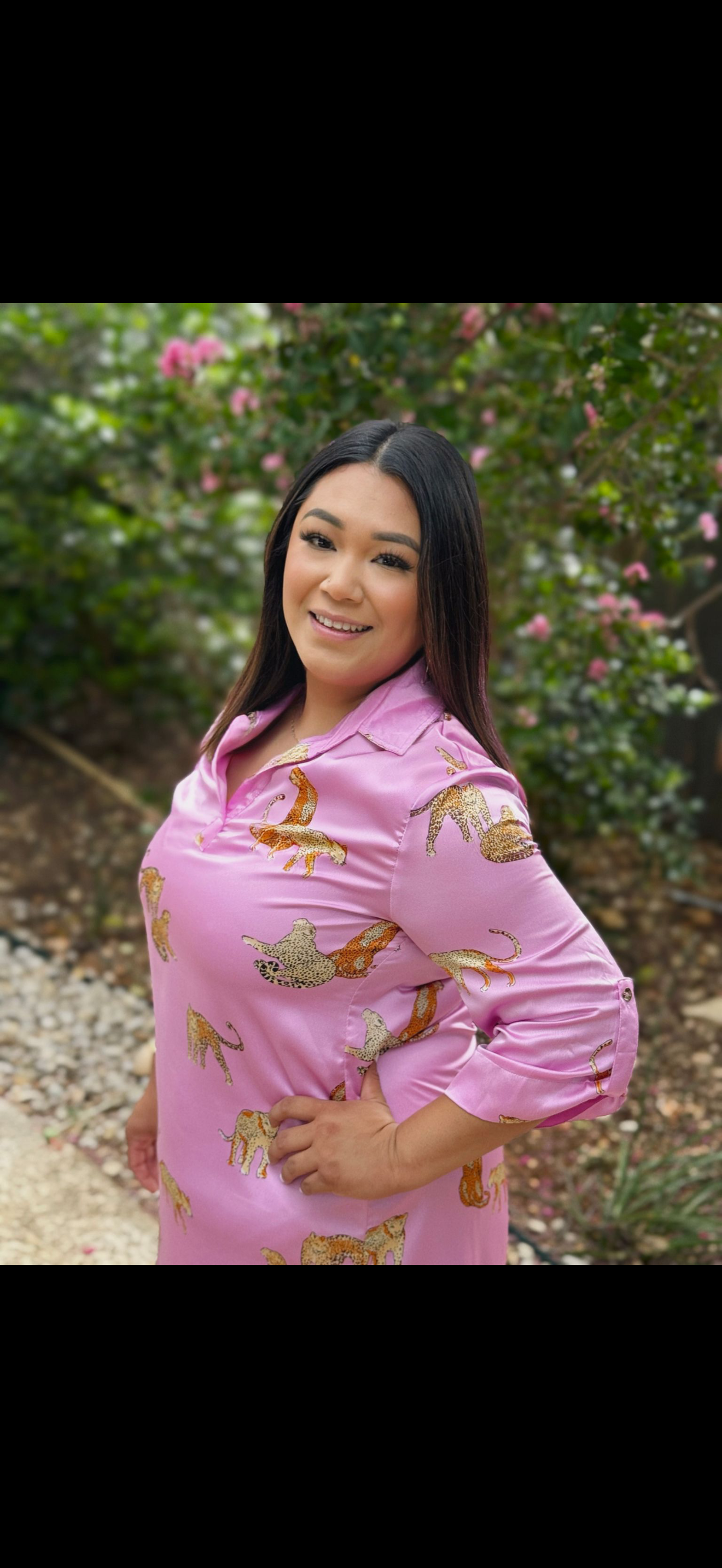 Cheetah Pink Satin Dress