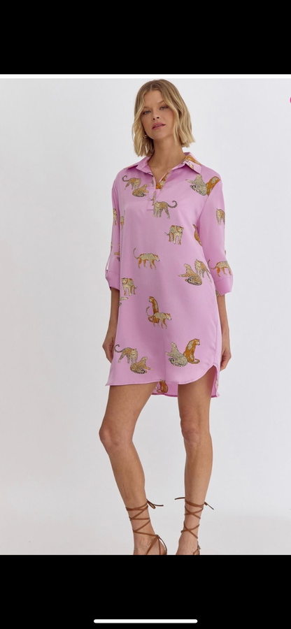 Cheetah Pink Satin Dress