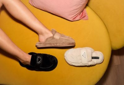 Cream Plush Loafer Slippers